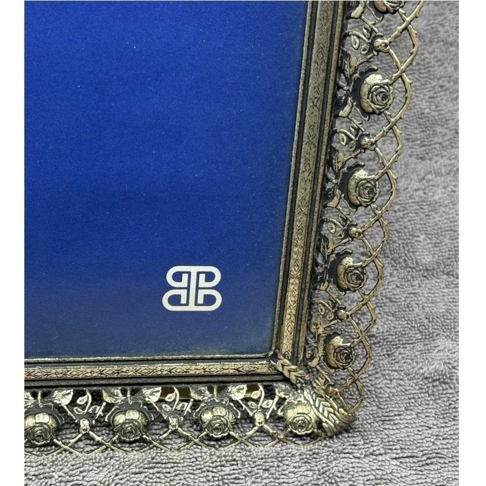 Vintage Picture Frame Gold Rose Filigree Ornate Hollywood Regency Floral 8x10